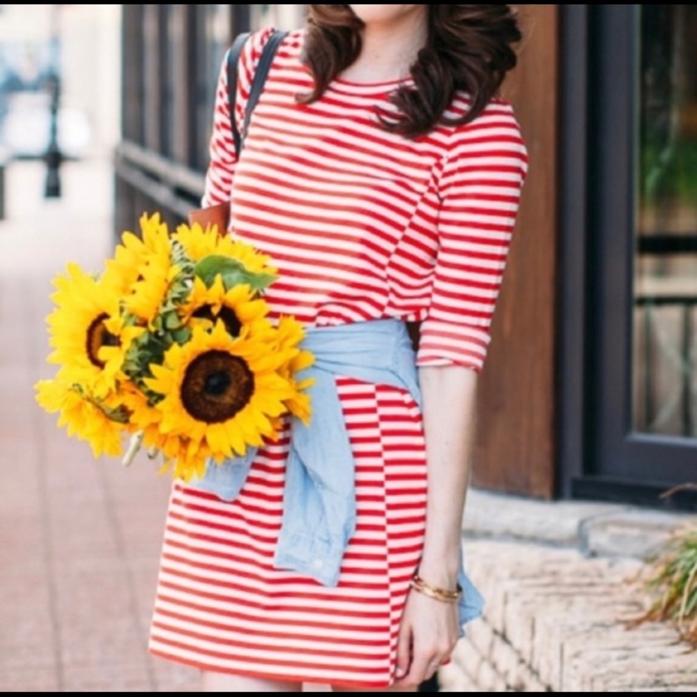 J. CREW FACTORY striped knit 3/4 sleeve dress | XS